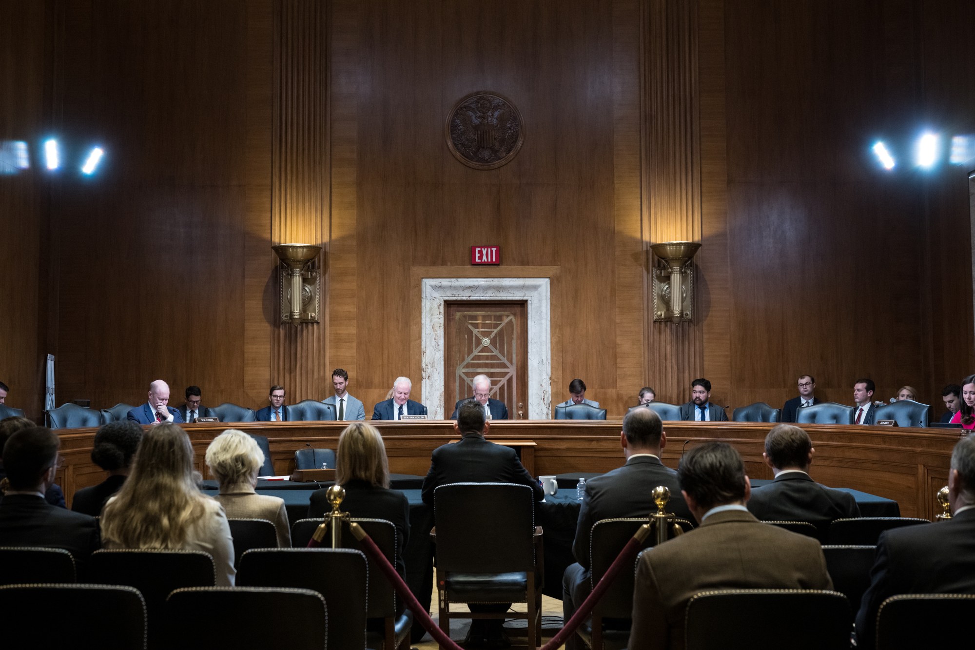 United States Senate Appropriations Subcommittee hearing room with senators at the dais and witnesses in the foreground